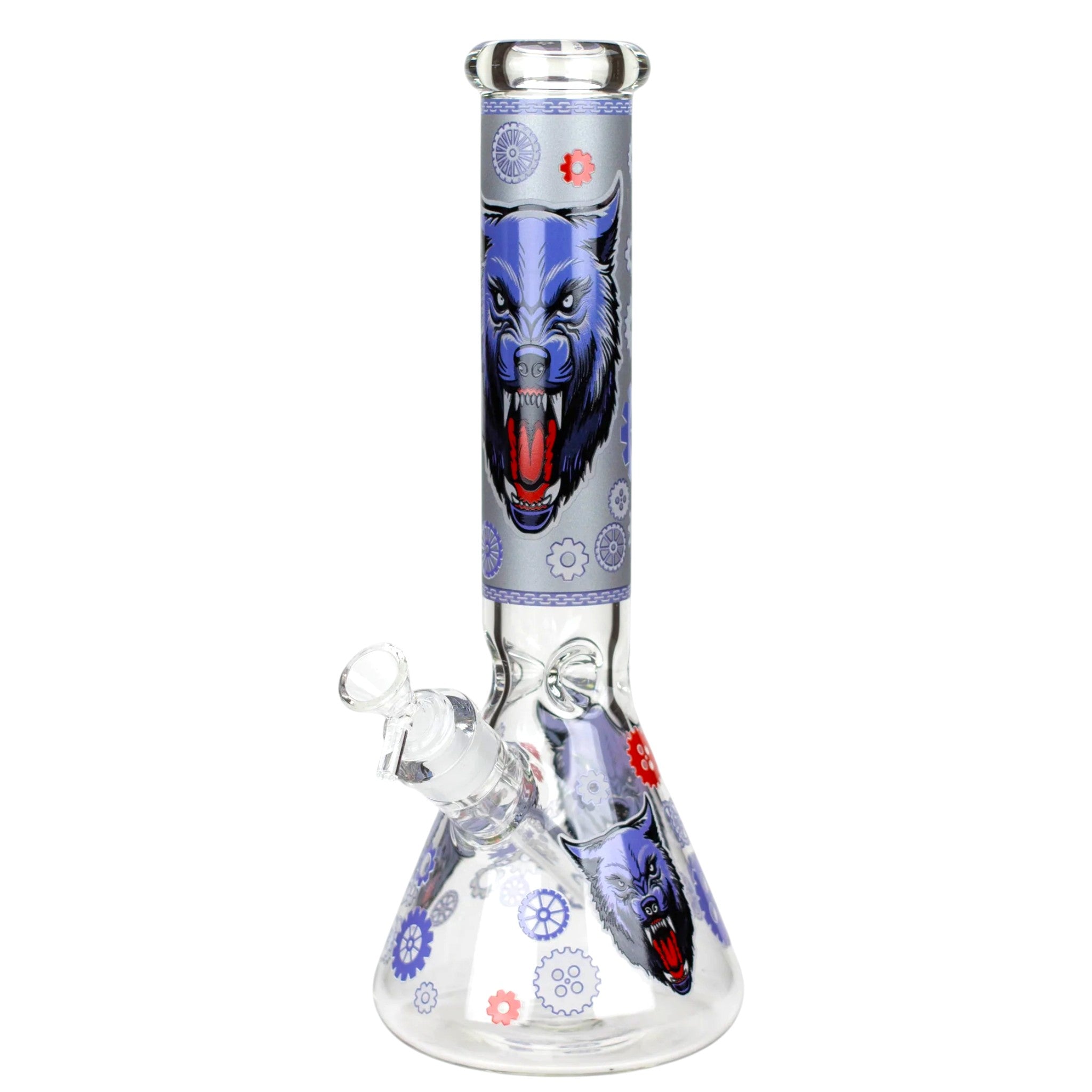 Glow In The Dark Helldog Glass Beaker Waterpipe 25cm BLACK