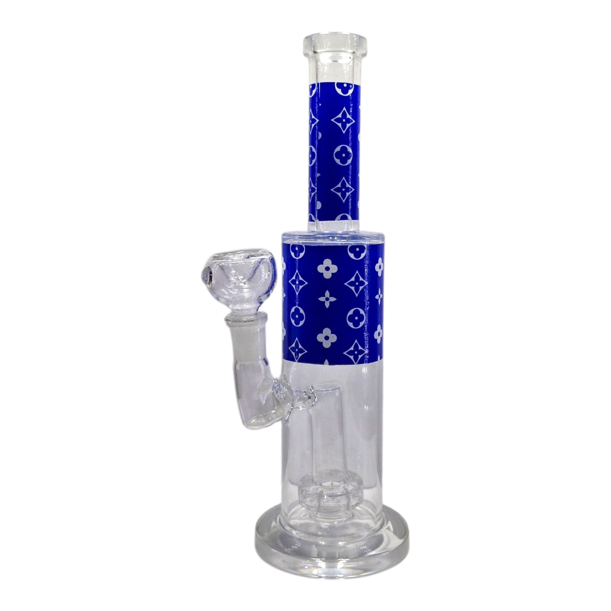 Straight LV Shower-head Glass Waterpipe BLUE