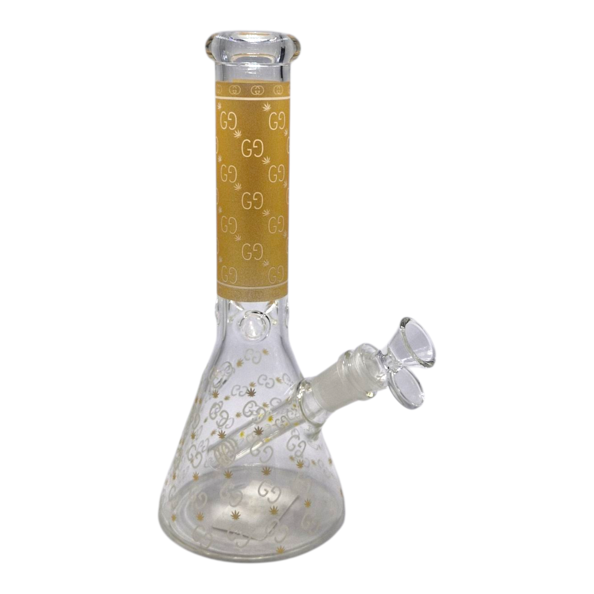 Glow In The Dark Gucci Glass Beaker Waterpipe – 26cm GOLD