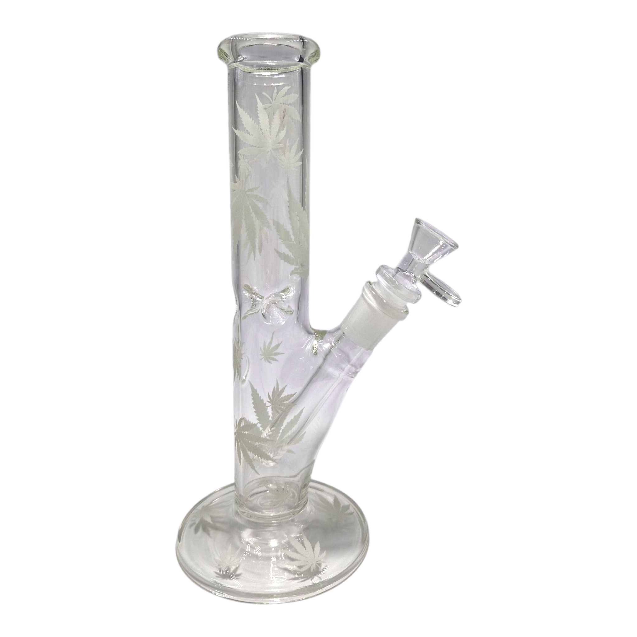 Glow In The Dark Straight Leaf Glass Waterpipe – 25cm