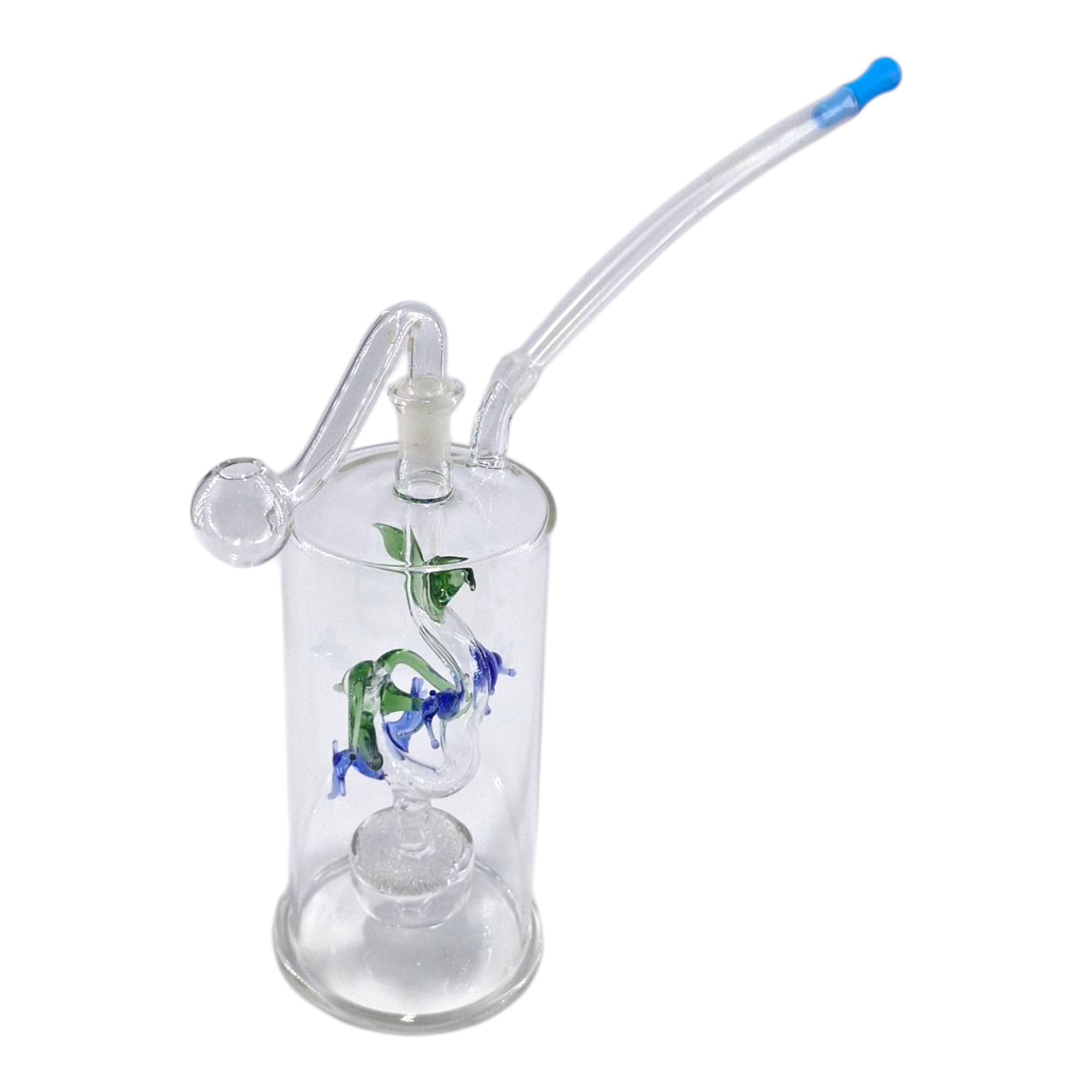 Green & Blue Fish Perc Bubbler 12cm