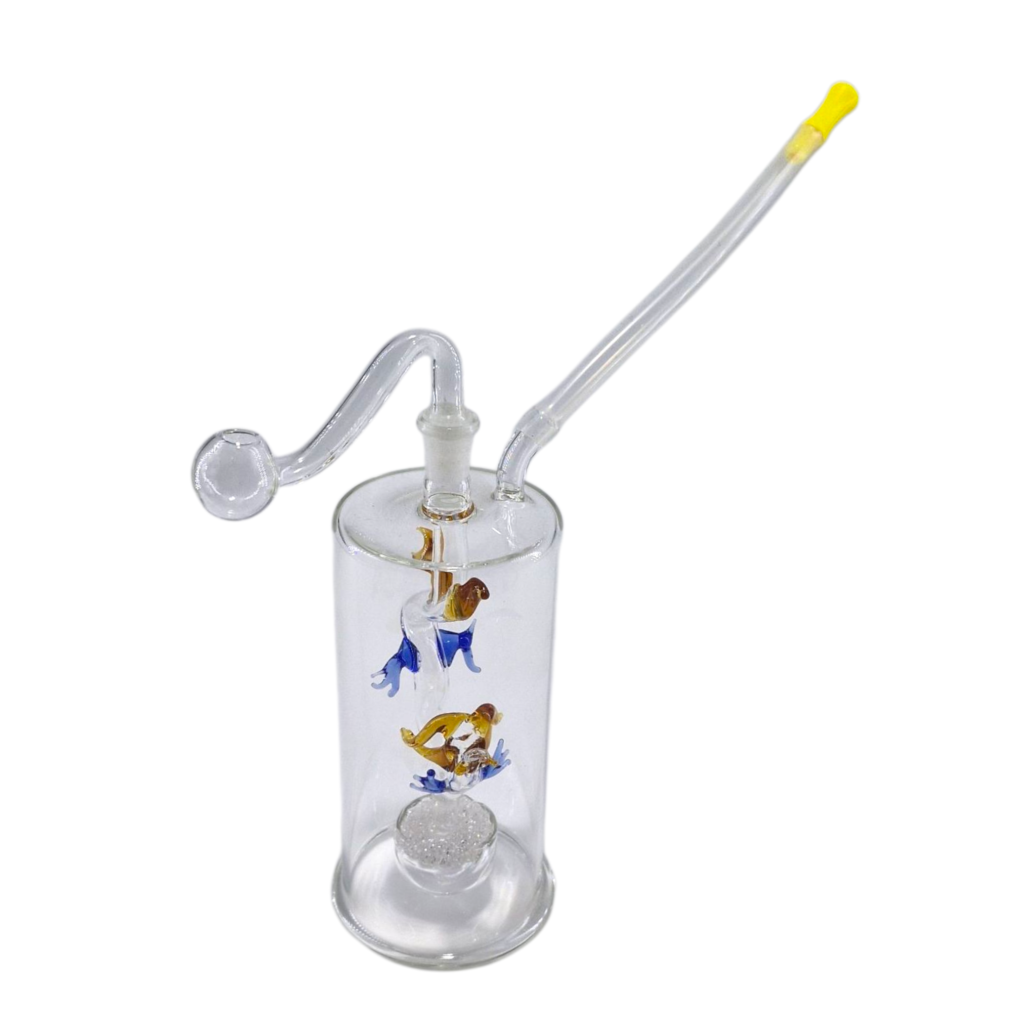 Brown & Blue Fish Perc Bubbler 12cm