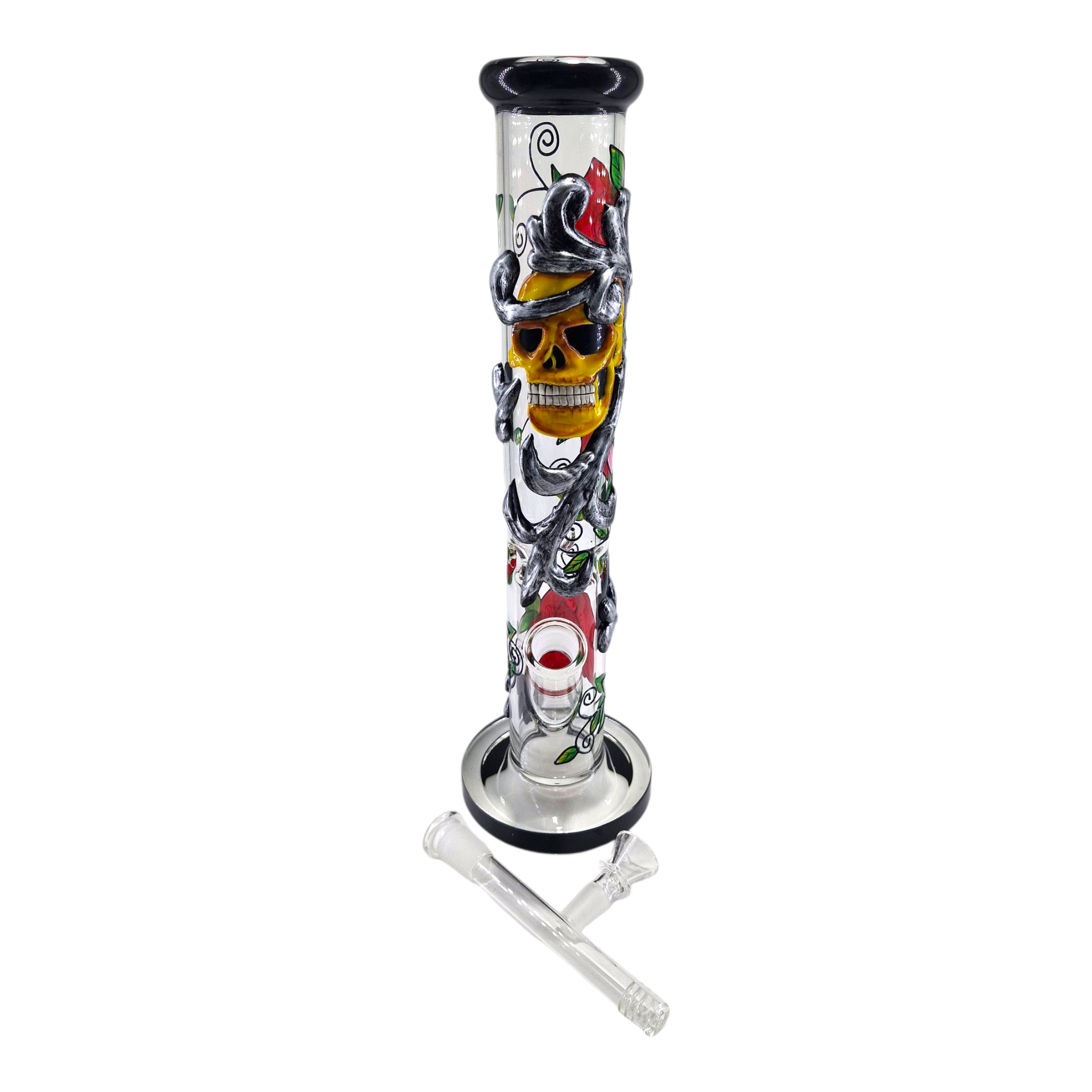 3D Skull Straight Bong 35cm
