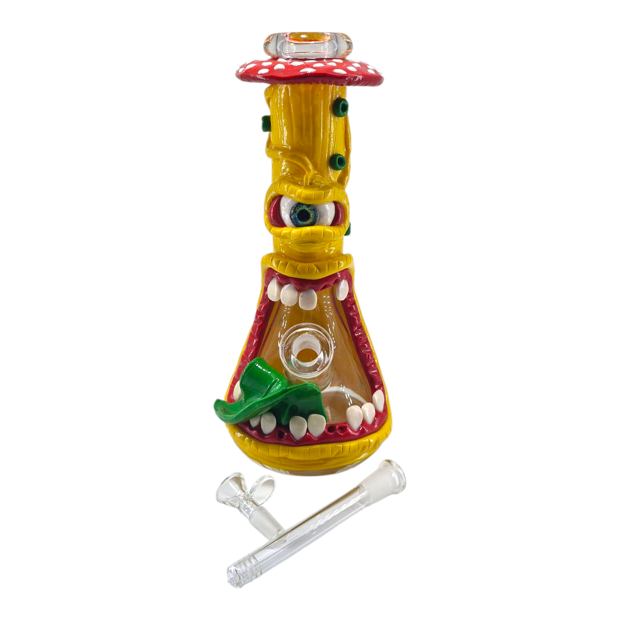 3D Yellow Mushroom Monster Beaker Bong - 34cm