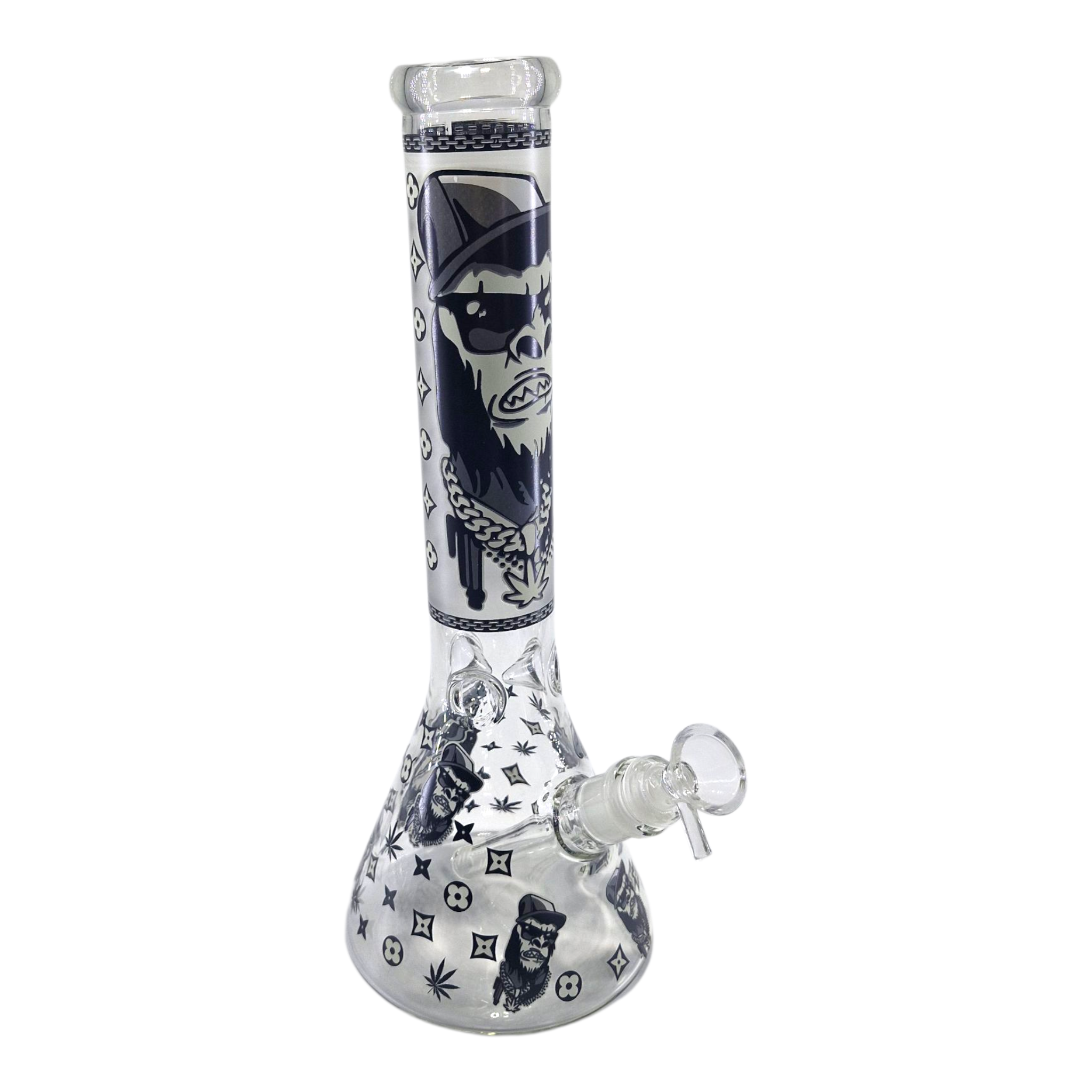Black Glow In the Dark Gorilla Beaker Bong - 35cm