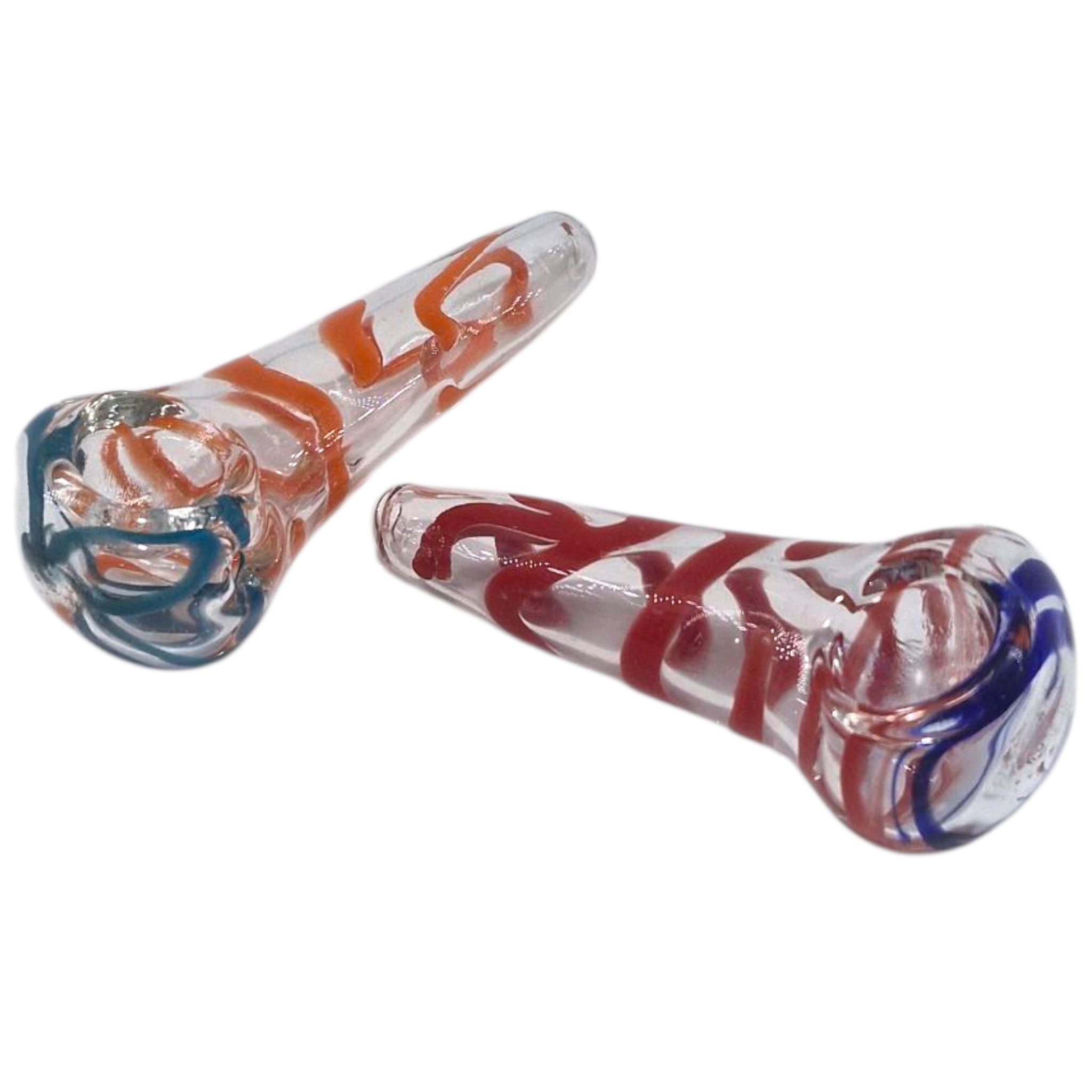 Stripy Hand Blown Glass Pipe Multy Coloured - 8cm